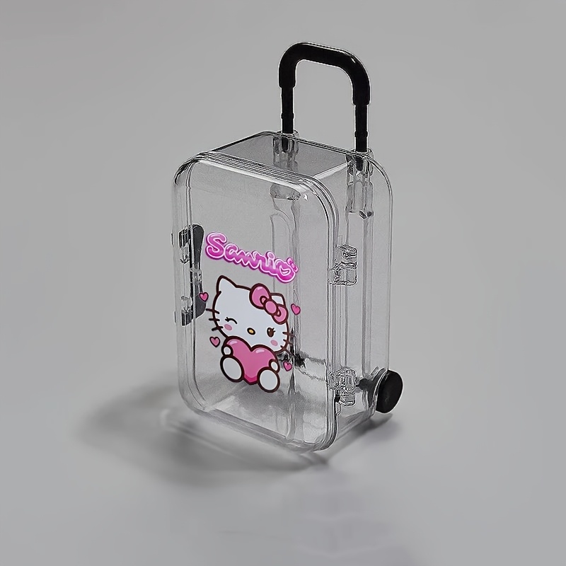 Hellokitty Mini Ultra-small Trolley Case Storage Box Retractable Wheels Movable Transparent Jewelry Cute, Jewelry Boxes