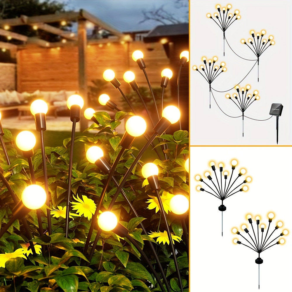 

2/4pcs Solar Garden Lights Firefly Floor Lights, Outdoor Decorative Led Lights, Garden Decorative Ball Lights Garden Lights Holiday Party Christmas Ip65 Waterproof