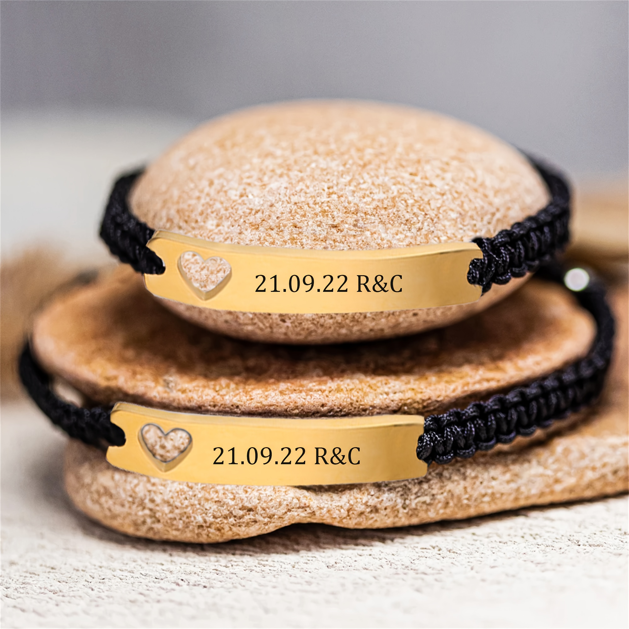 Custom Couple's Fashion Bracelet, Personalized Text & Symbols