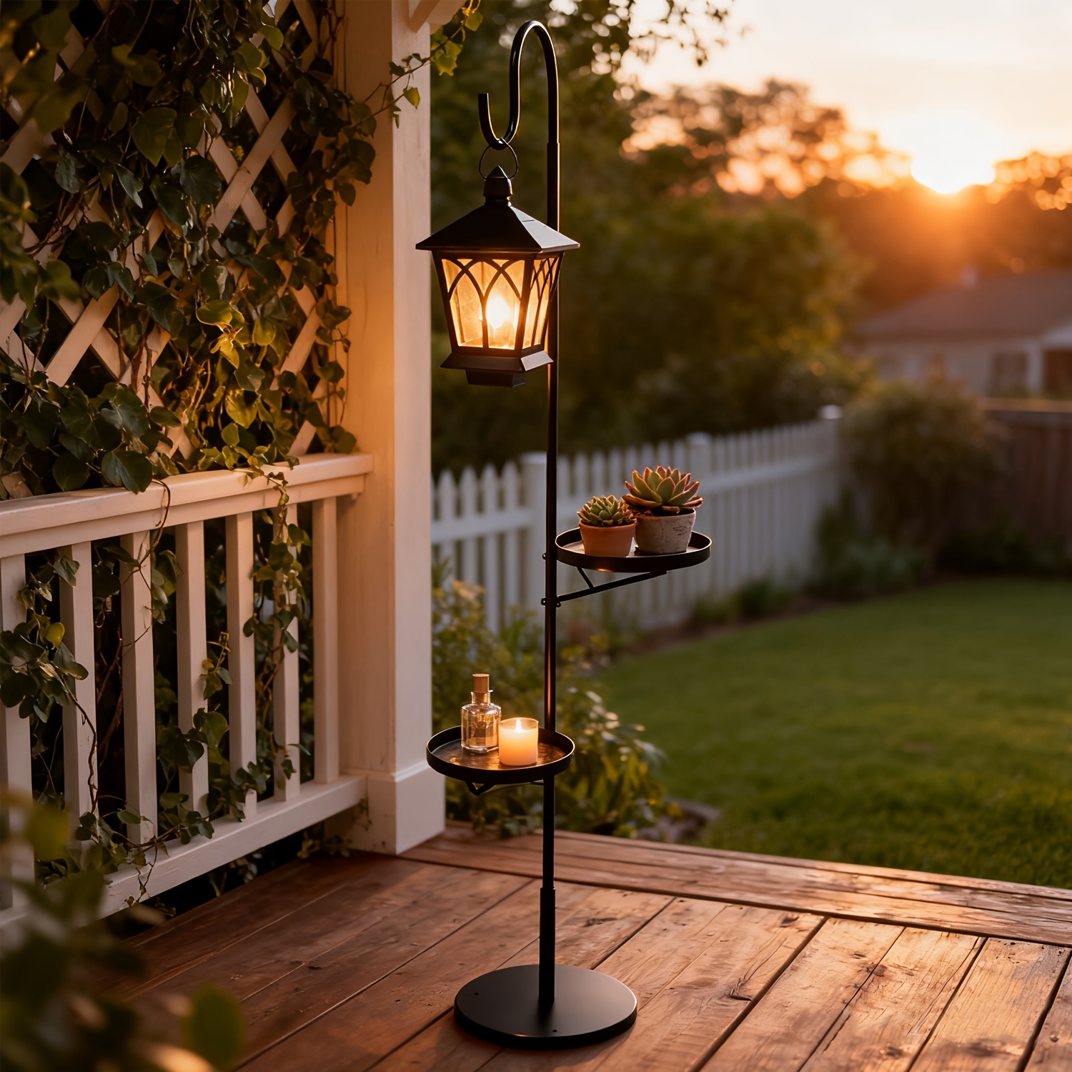 TEMU Solar Powered Outdoor Post Light With Flowerpot Tray, 59-inch Lamp Post With Dusk To Dawn Function, Ip65 Outdoor Street Light For Pole Garden