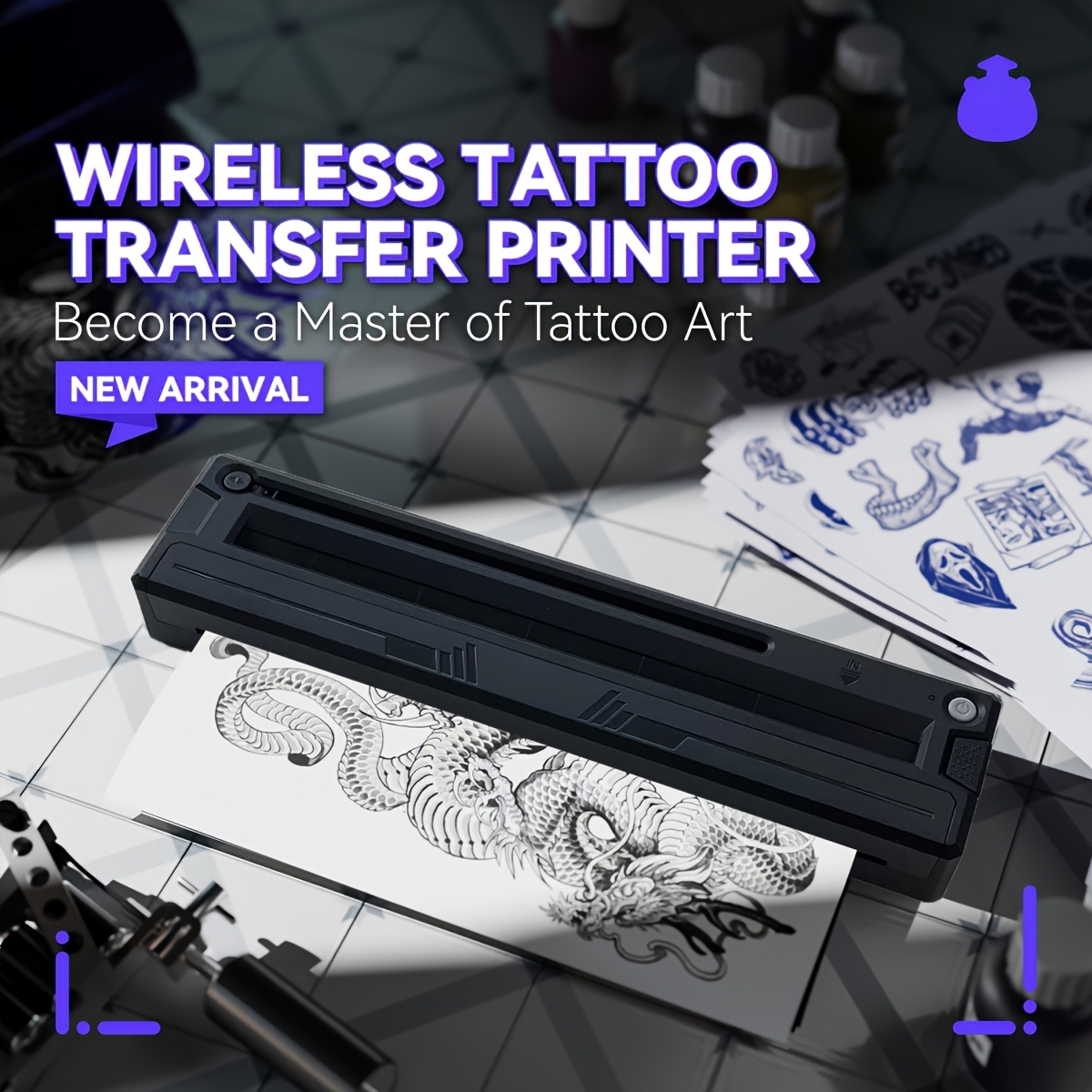 TEMU A4 Thermal Printer, A4 Tattoo Paper Printer, Thermal Printer, Label Printer, Sticker Printer, Label Printer For Shipping Labels, Wireless & Usb,