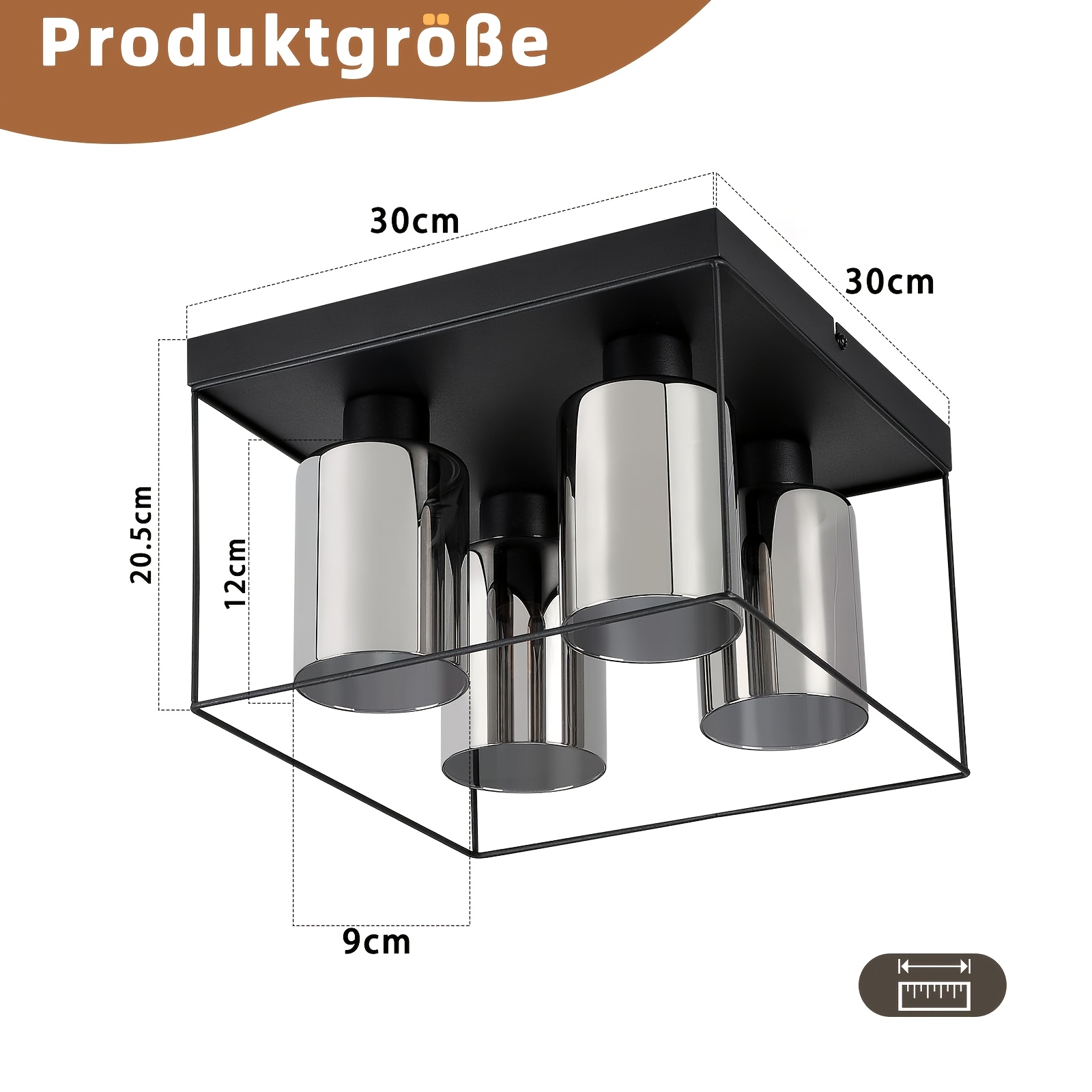 Image of Glass Ceiling Light For Living -flame E27 Vintage Black Metal Retro Ceiling Lamp For Living Room Bedroom Dining Room Kitchen (bulbs Not Included)