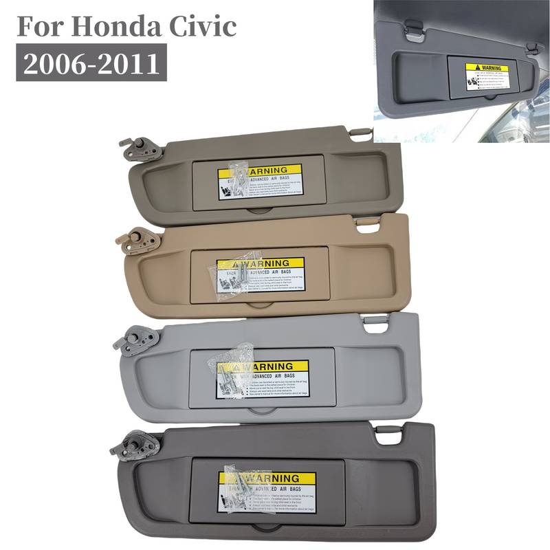 Passenger Side Sun Visor For Honda Civic 2006-2011 – Dark Gray, Direct Replacement With Mirror