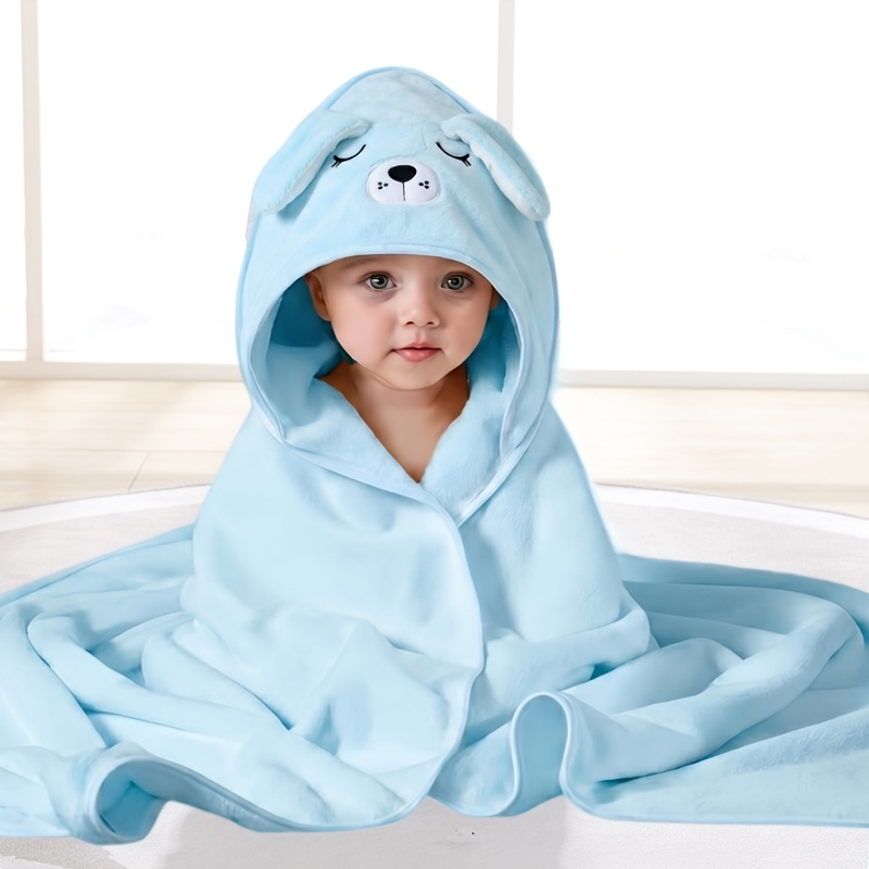 Image of 1pc, Super Absorbent Microfiber Baby Bath Towel, Suitable For 0- Infants And Children, Hooded Bath Towel, Soft Comfortable, Cartoon Design, Machine And Hand Washable, Baby Bath Towel