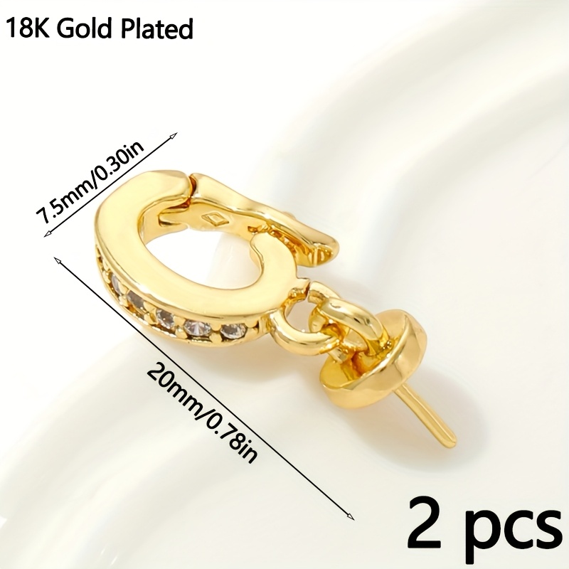 TEMU 2pcs 18k Gold Plated Brass Charms Pendants Clasps With Pendant Mounting, Connectors For Jewelry, Diy Necklace Accessories