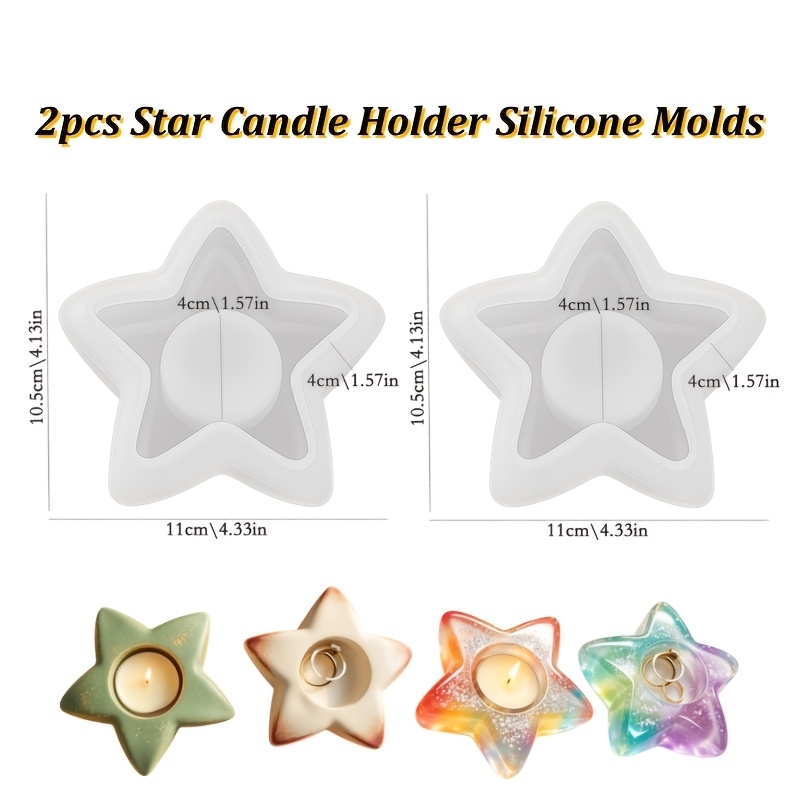 TEMU 2pcs Set Christmas Holder Silicone Mold, 3d Pentagram Resin Mold, Suitable For Diy Tea Light Candle Holders, Jewelry Storage Stands, Desktop