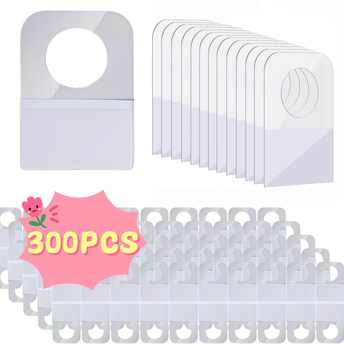 TEMU 300 Tags, Retail Self-adhesive Transparent Plastic Tags, Reinforced Stickers For Binder Holes, Round Stickers, Compatible With Card Crafts And