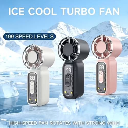 item picture handheld mini fan 199 level adjustable portable personal cooling fan with led small usb rechargeable battery powered fan suitable for travel home and outdoor activities