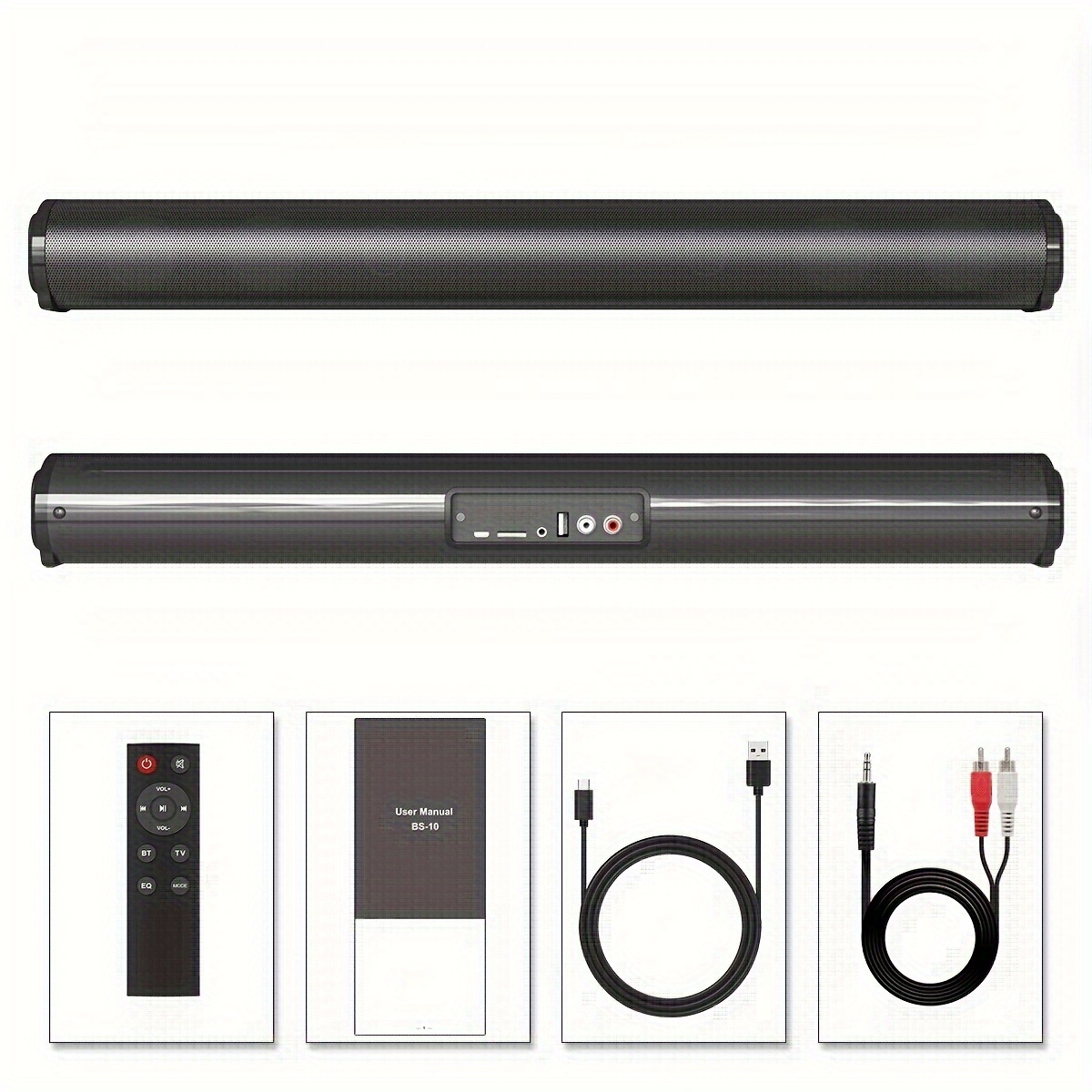 TEMU Lange Soundbar Audio Draadloos BS-10 Diverse Geluidseffecten TYPE-C Opladen, Draagbare Speaker, Home Audio, Lichtgewicht Apparaat, Compacte