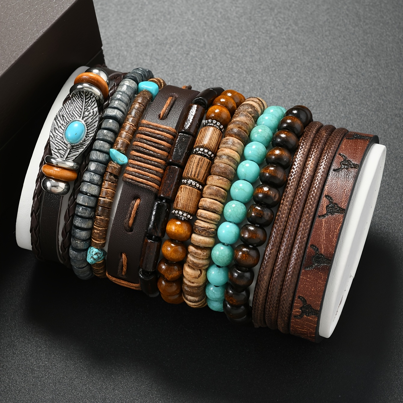 11pcs turquoise feather element bracelet set gift friends