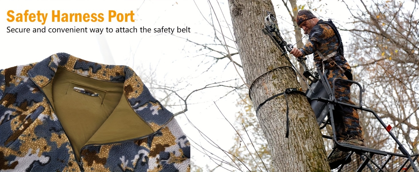NEW VIEW Quiet Whitetail Deer Bow Hunting Gear Set for Men - Camo Jacket & Pants in Berber Fleece, Lightweight & Durable with Patented Camouflage Pattern, Multi-Functional Zippers & Safety Harness Integration, Ideal for Cold Weather Outdoor Adventures, Hunting Accessories