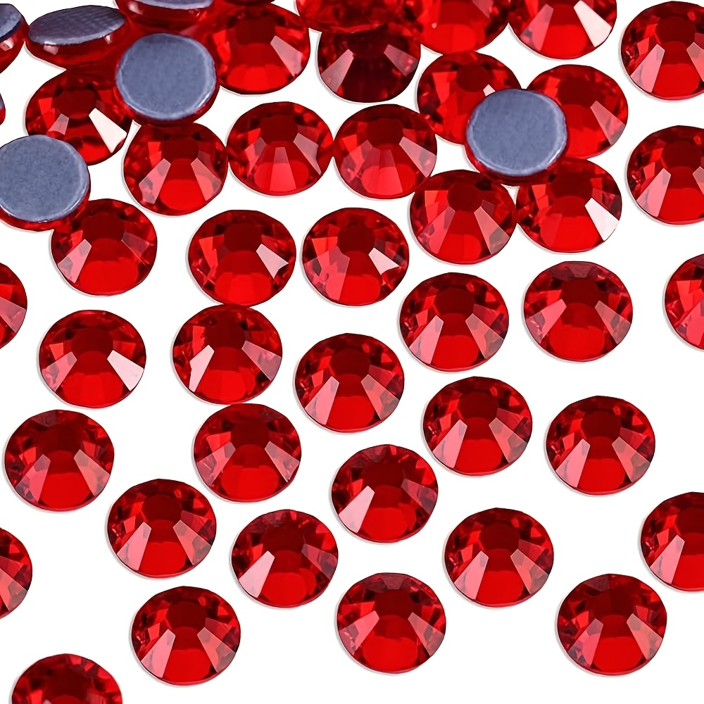 E-shop Hochwertige rote Hotfix-Glas-Kristalle, funkelnde flache Strass-Rundkristalle, verwendet zum Basteln von Kleidung, Schuhen, Schmuck und