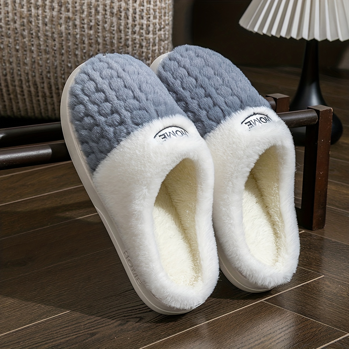 E-shop Damen Winter Plüsch Fleece-gefütterte, dicksohlige Indoor-Slipper - Kuschelige & Hausschuhe mit Fußgewölbestütze, Warm //, Rutschfeste PVC-Sohle