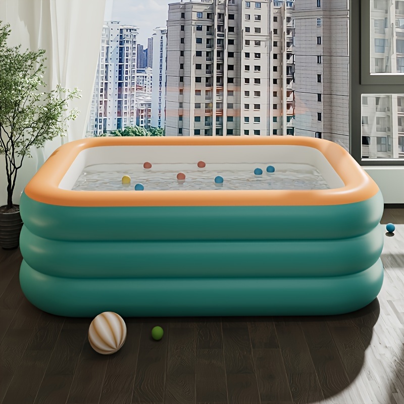 

Extra Thick Inflatable Swimming Pool - Large Outdoor Water Tub With Multiple Components, Durable Pvc Material