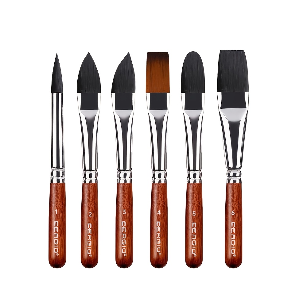 TEMU Set di 6 pennelli mini professionali per gouache e - Pennelli sintetici a punta adatti per di precisione, , calligrafia, /, dimensioni compatte