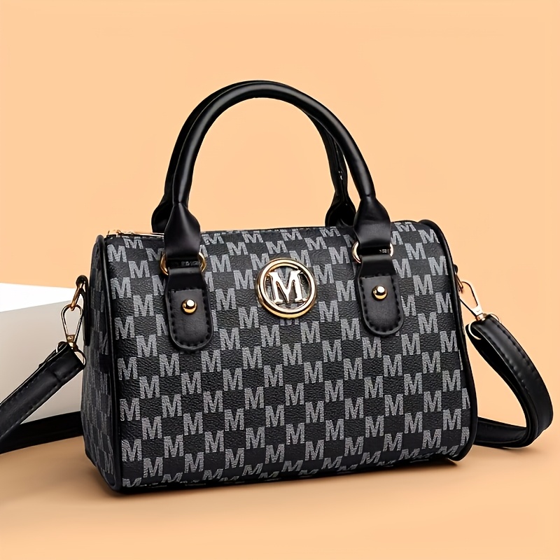 TEMU A Stylish Women's Handbag With Random Cut-out Pattern And Letter Print; It Features An Elegant, Solid Brown Vintage Design And Serves As A