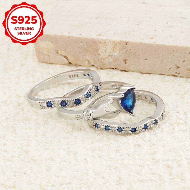 Elegant 925 Silver Heart Stacking Ring with Zirconia, 5.2G