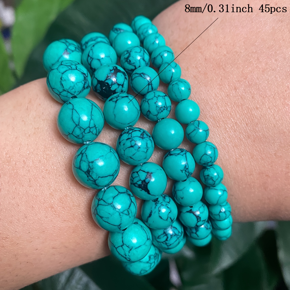 TEMU Cuentas Redondas Sueltas de Verde para Hacer Joyería DIY, Accesorios para Pulseras y Amuletos, de 15", 4/6/8/10/12mm, 30-88 Piezas