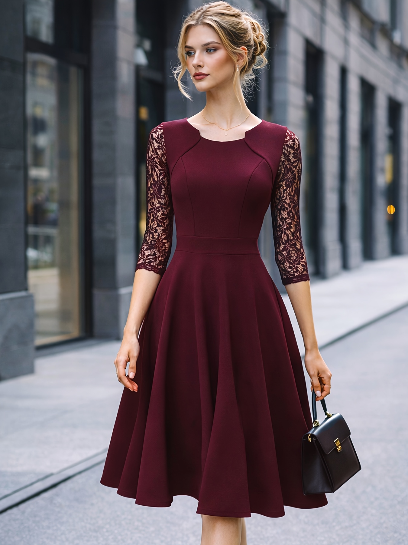 a line dress with sleeves sold on Temu United States