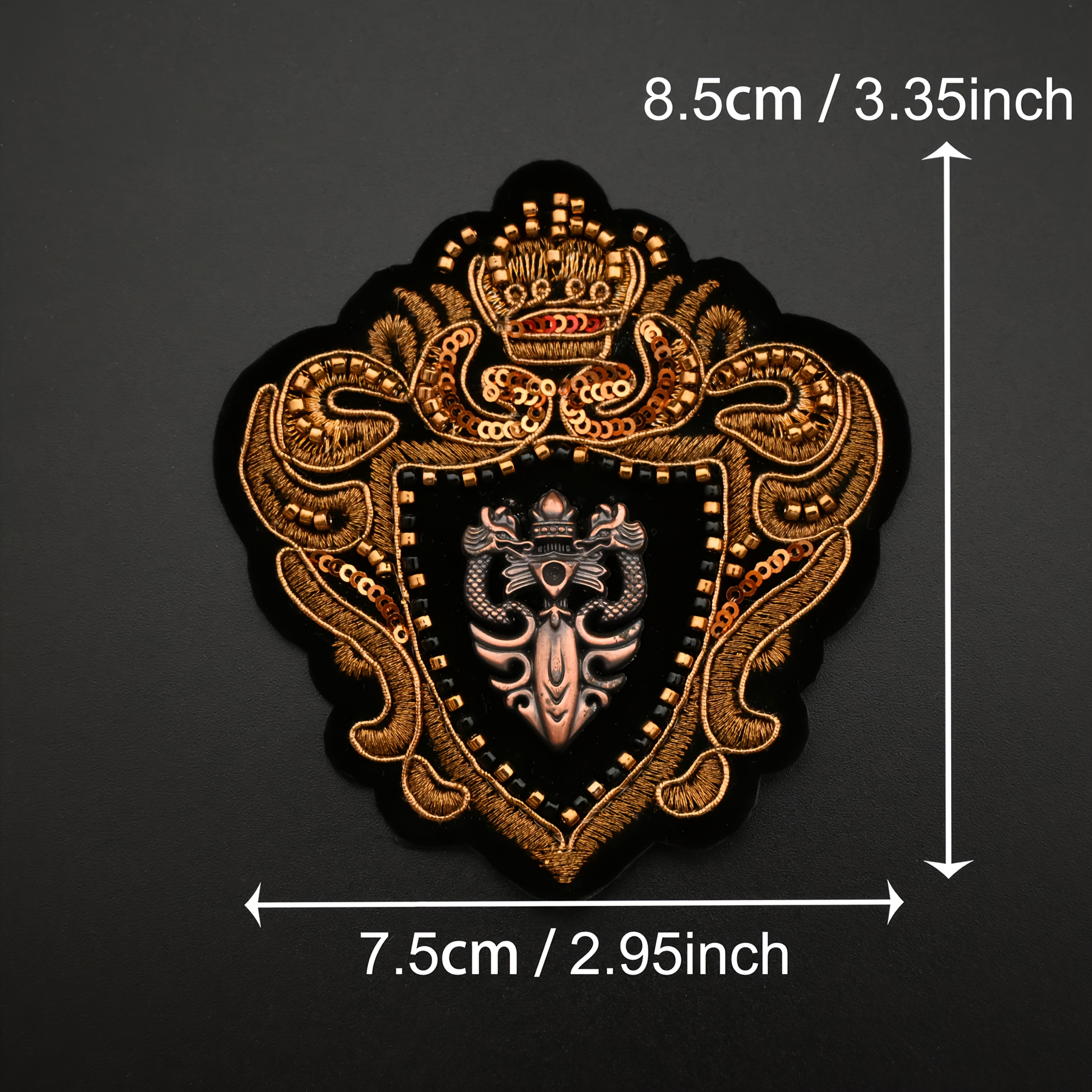 E-shop Luxus & Vintage Stickerei mit 3 Drachen-Patch, Hand-/Maschinen-genähte Perlen & Pailletten – Ideal für DIY-Bastelarbeiten, Kleidung, , Hüte –