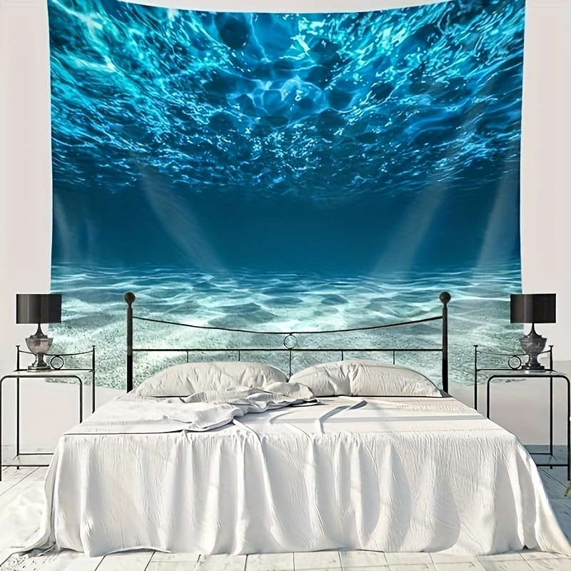 Tapisserie Murale Vague Japonaise Kanagawa - Décoration Coucher Soleil, Fleur Cerisier, 150x130cm