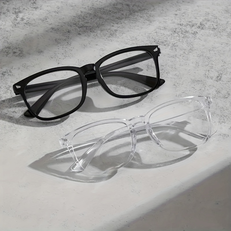 

2-pack Fashion Eyeglasses, Unisex Square Frame, Pc Lens & Frame, , No Accessories, Women's Fashion Accessories, Clear & Black Options