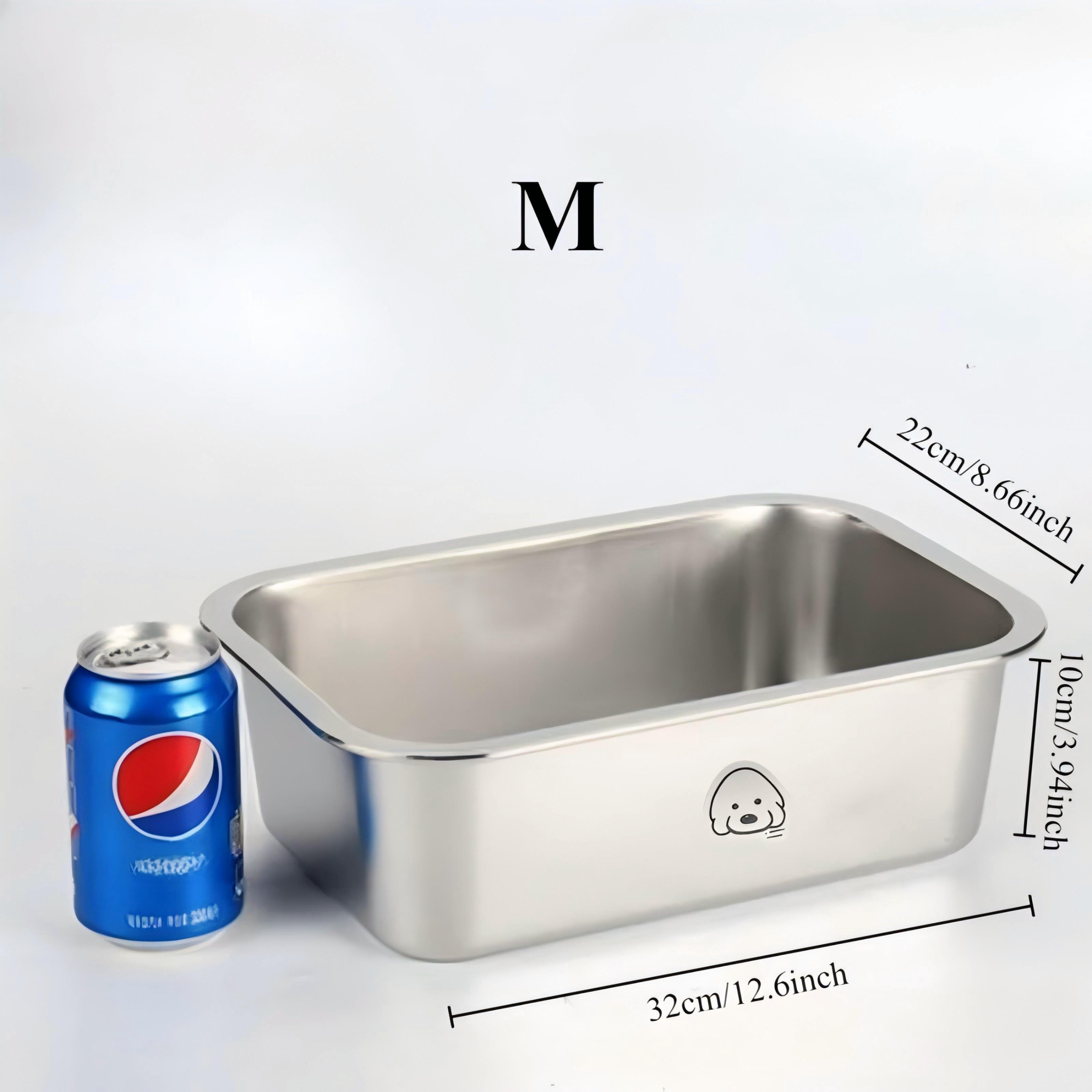 TEMU 1pc Stainless Bowl - Food-grade, Anti-tip Design, Easy To Clean, Durable & Rust-resistant For Medium-large Dogs, Indoor/outdoor Use, Modern Pet