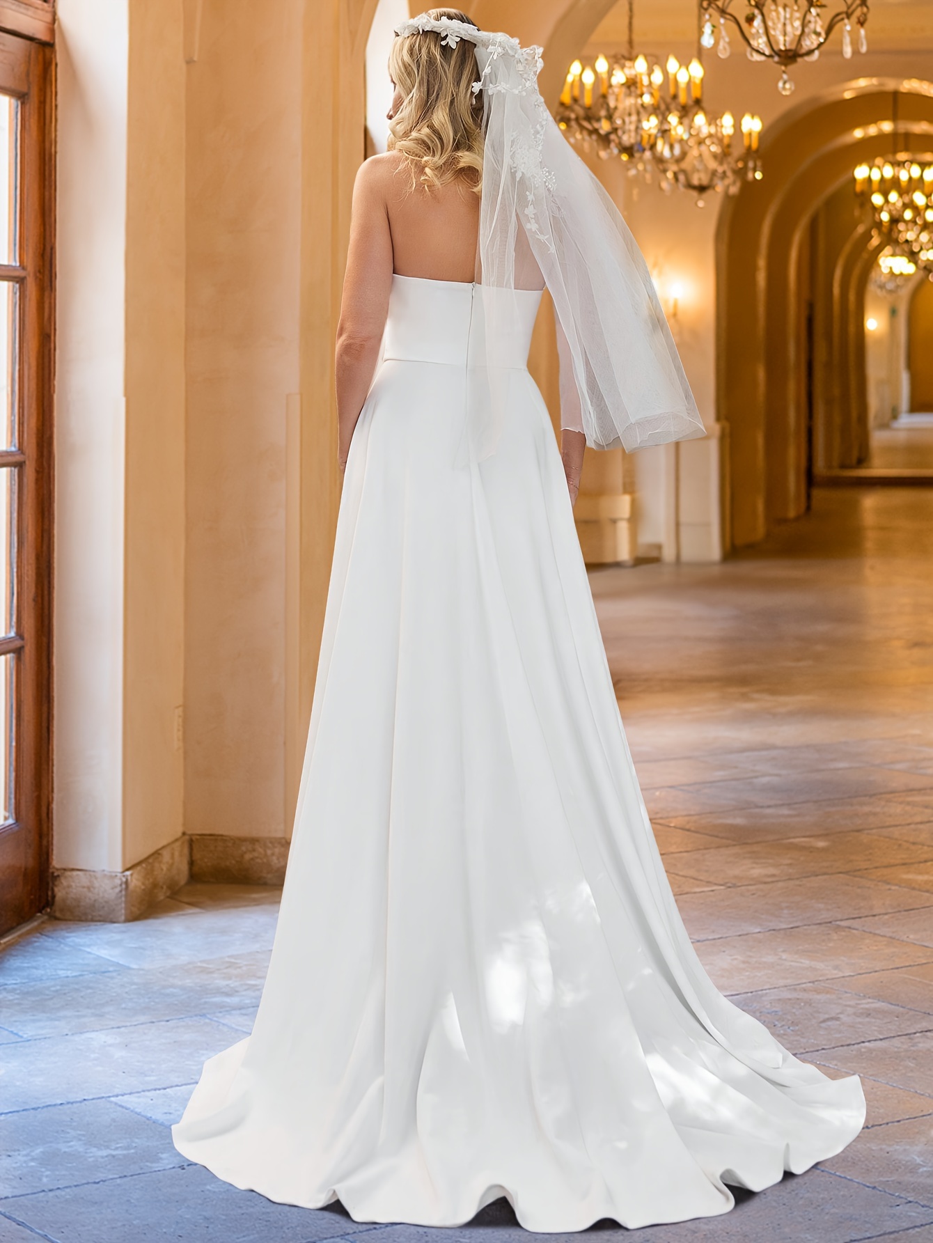 abito sposa abito sposa senza spalline fiori Temu Italy