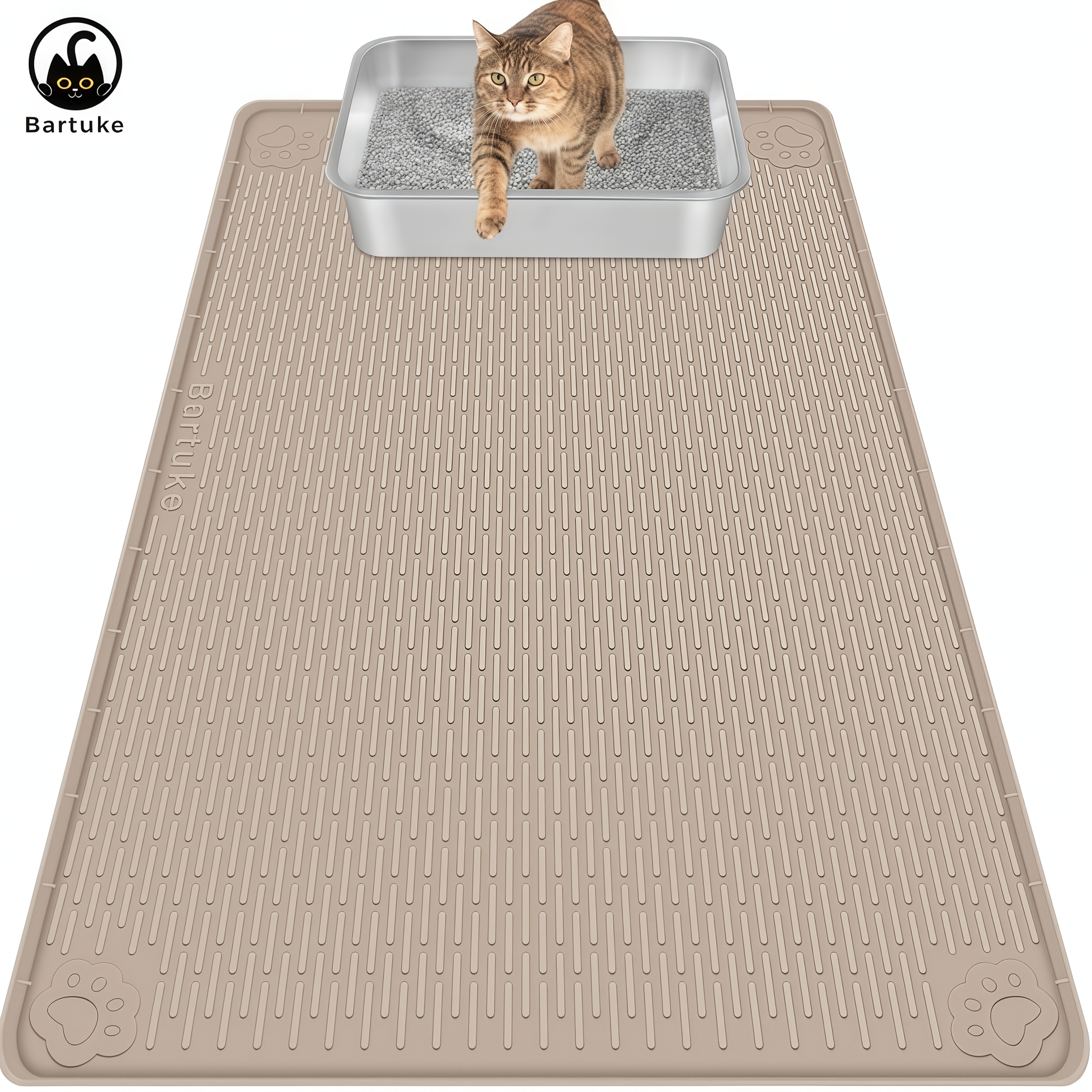 TEMU Tapis à litière pour chat, Tapis en silicone extra large 40" x 28" pour piéger les et contrôler les éclaboussures, Doux pour les pattes de ,