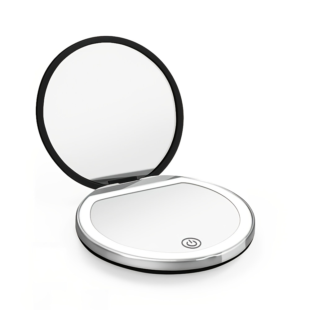 TEMU Lighted Folding Led Portable, Trendy, For Girls, Princess-style, Minimalist Student Dormitory, Office Led Makeup Mirror, Pocket-sized Mirror,