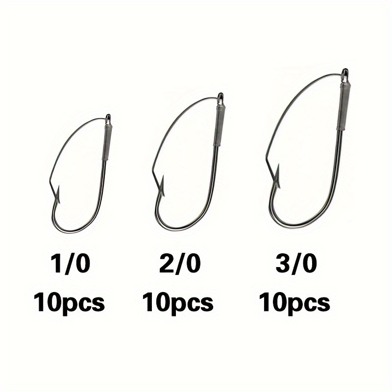 10pcs Weedless Fishing Hooks: 1/0 Carbon Steel Single Hook For Soft Worm  Bait - Perfect Fishing Accessory