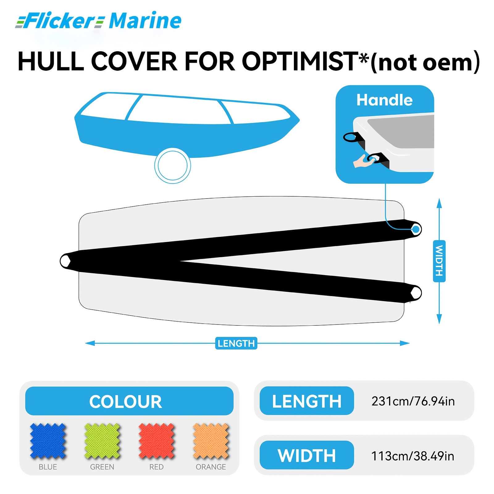 Heavy Duty Hull Cover for Optimist Dinghy, UV Resistant