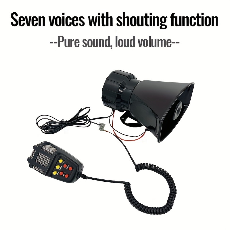 12V 7-Sound Loud Horn Horn Car Horn Speaker Siren Truck Car PA System 100W