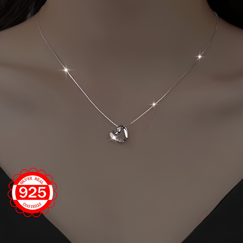 

Elegant 925 Sterling Silvery Heart Pendant Necklace - Hypoallergenic, Suitable For And , Ideal Gift For Women