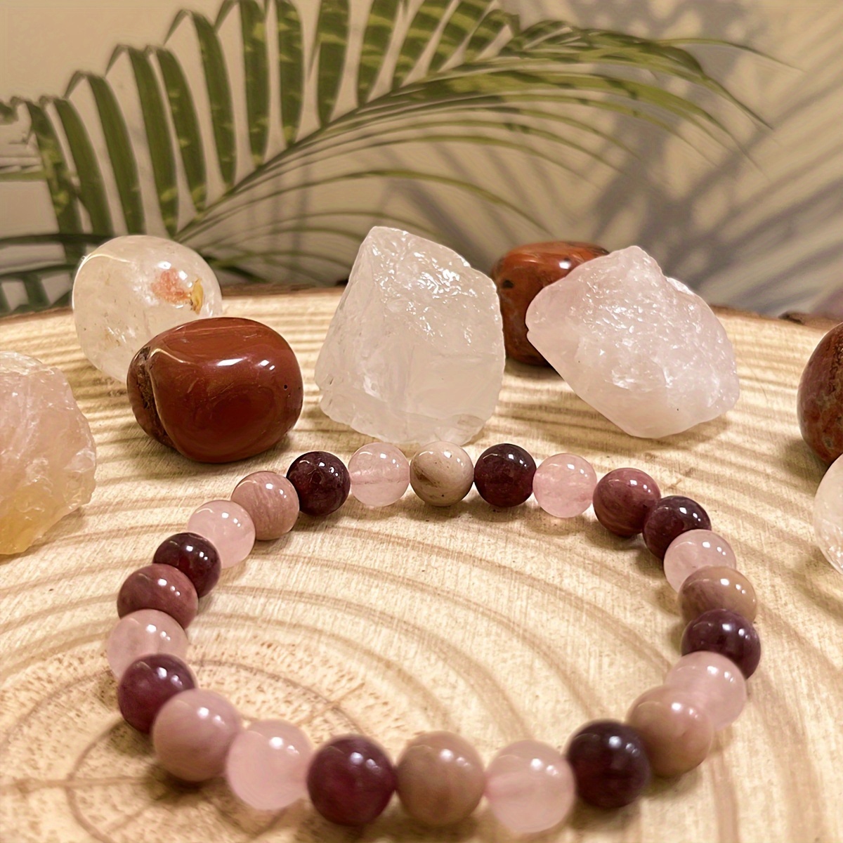 Women's Handmade Rhodonite, Garnet & Rose Quartz Natural Stone Bracelet