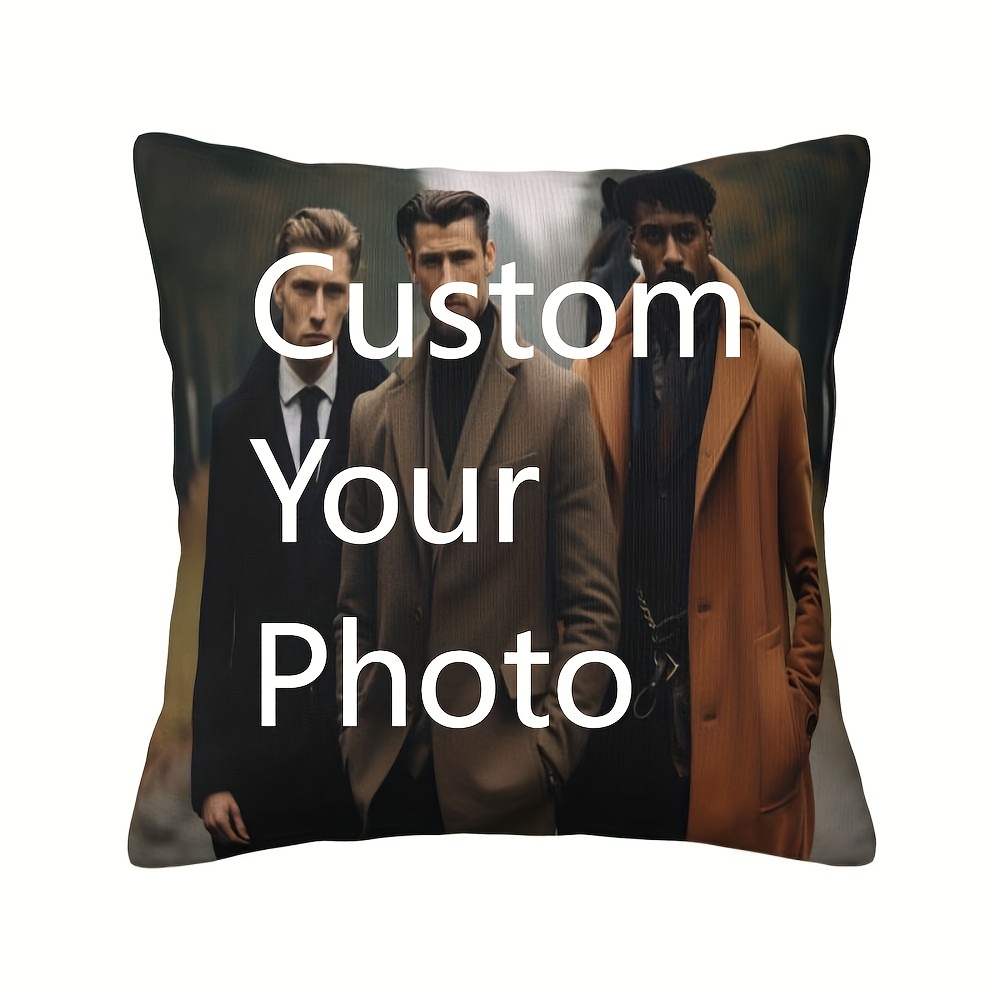 

Custom Photo 18x18" Plush Pillow Cover - For Man In Coat Design, Perfect Gift For Brother, Zip Closure, Hand Wash Only (no Insert)