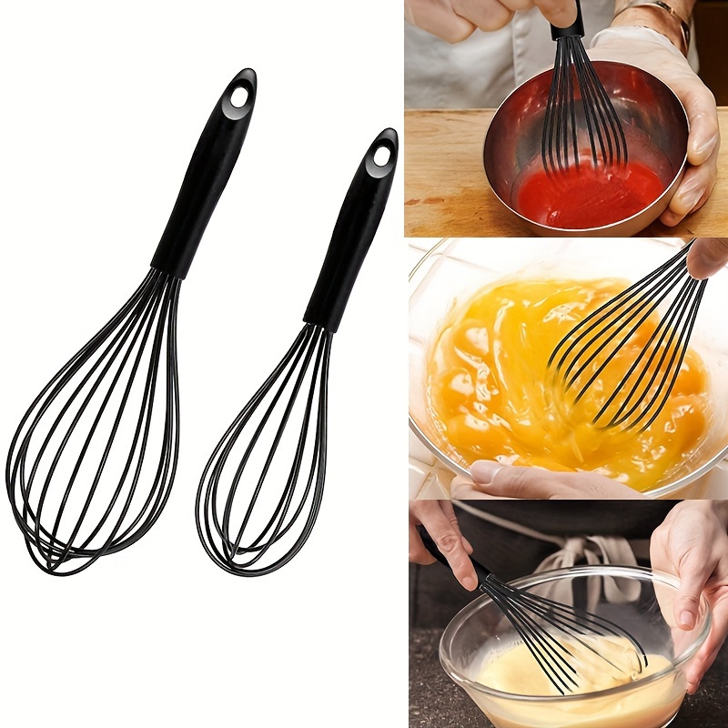 

Silicone Whisk Set For Cooking, Blending, Whisking, Beating, Stirring - 10" & 12" (black)