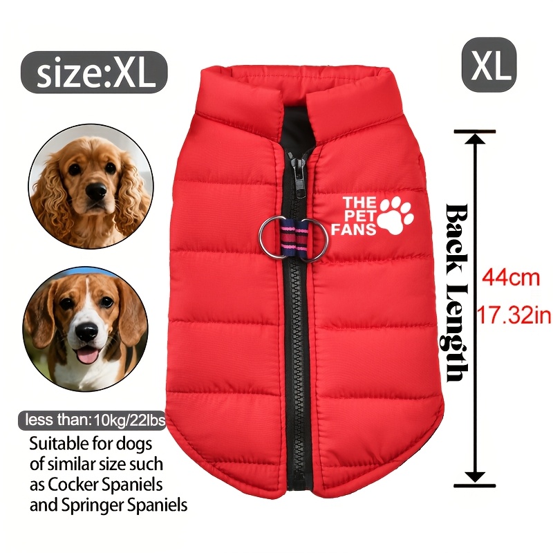 TEMU Ropa de invierno para perro, chaleco y chaqueta con cremallera para mascotas, para perros pequeños, medianos y grandes, abrigo para pug,