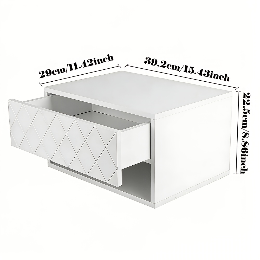 Image of Wall-mounted Bedside Table, Bedroom Bedside Table, Living Room Cabinet, Wall-mounted, Space-saving, Suitable For Living Rooms And Bedrooms, 22x39x30cm, White