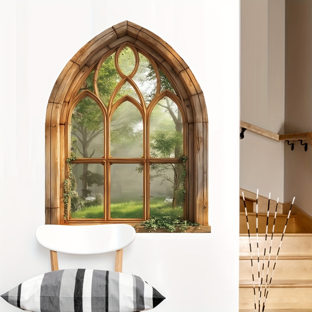 1pc Dawn Forest Wall Sticker 2d Flat Sticker Used For Living Room Bedroom Kitchen Door Wall Home Decoration Background Wall Decor Super Convenient Removable Self-adhesive Paper