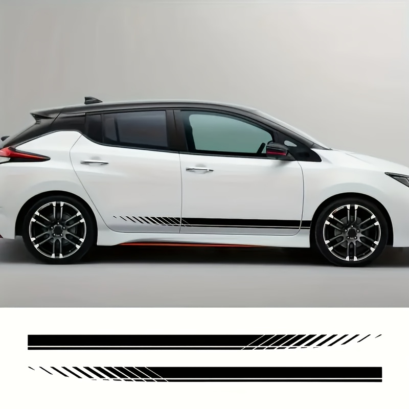Image of 2pcs Large Size Car Door Stripe Decals, Waterproof Durable Vinyl, Self-adhesive Easy-to-remove Decals, Car Decoration Suitable For Cars, Racing Cars, Universal For All Models, Car Accessory Stickers