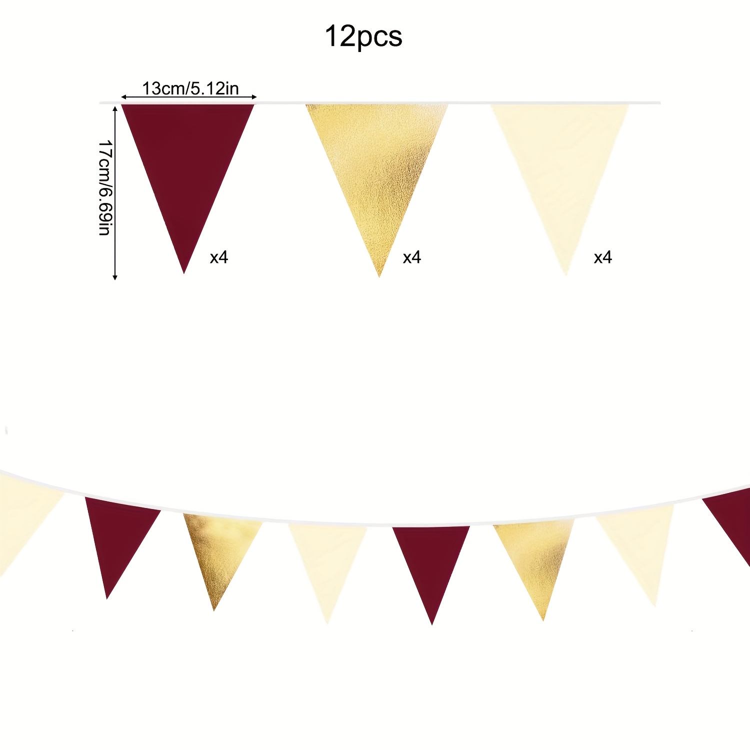 Wine Red, Golden, Light Yellow Triangular Flag - Suitable For Graduation Weddings, Birthdays, Bridal Gifts, Single Girls, Anniversaries, Engagement Parties, Party Decorations, Banners, And Banners