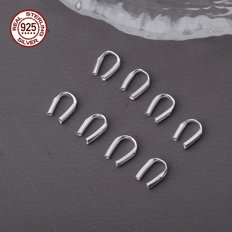 E-shop 15 Stk./Set S925 Sterling Silber U-förmige Verschluss Crimps, Perlen Endkappen, Schlaufen Endstücke & Stopper Perlen für Schmuckherstellung -