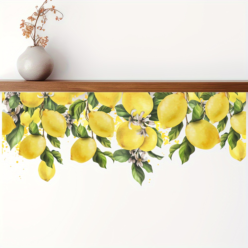 1pc Seamless Lemon Pattern Wall Sticker Vinyl Peel And Stick Wall Decal For Home Office Bedroom Kitchen Removable Home Decor Mural Art