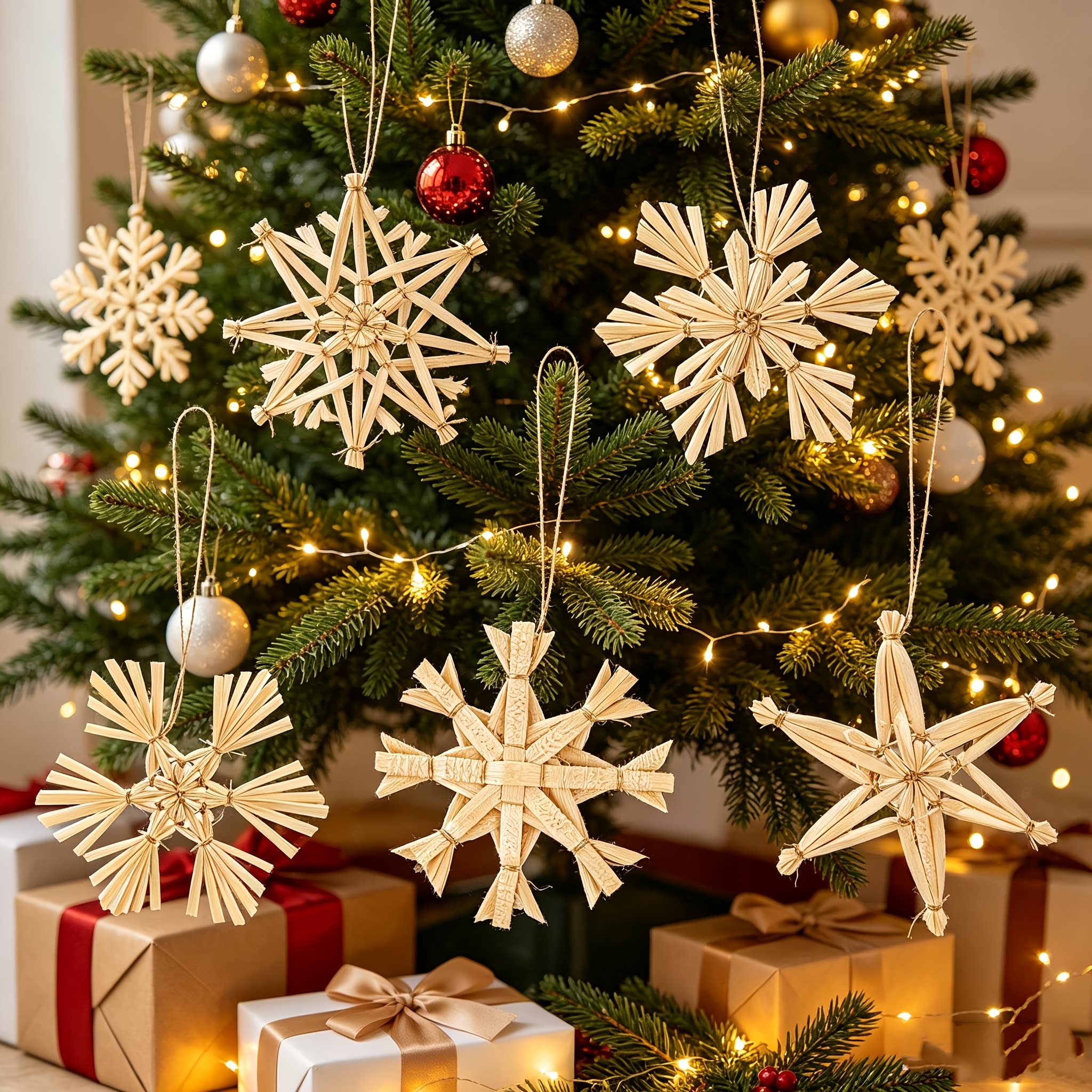 Image of 36pcs Snowflake Ornaments, Handmade Christmas Star Hanging Decorations For Christmas Tree, Decor