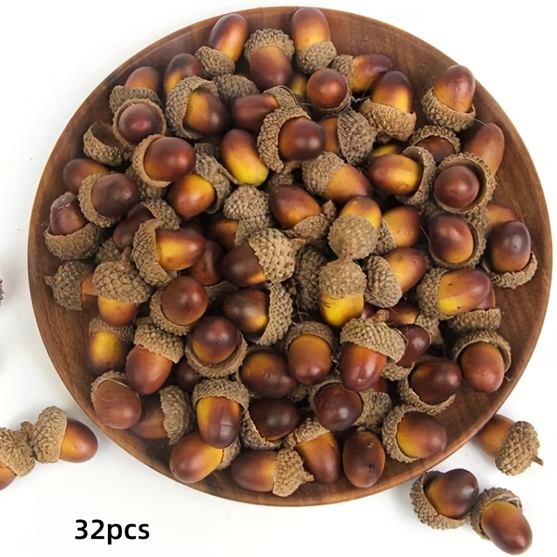 TEMU 32pcs Realistic Artificial Chestnuts | Mixed Brown Tones, Durable Plastic, Natural Hat, Used For Crafts, Thanksgiving And Halloween Decorations,