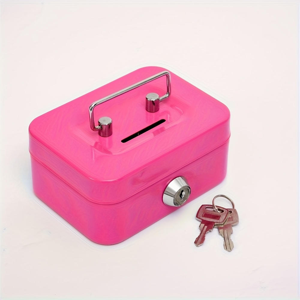 TEMU A Compact Metal Key Lock Cash Box - A Safe With 2 Keys, Perfect For Adults, Families Or Offices As A Lock Box. A Safe And Box That Locked For .
