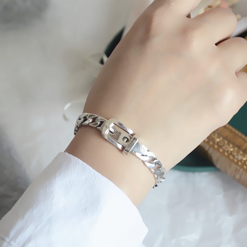 

925 Pure Silvery Chain Bracelet For Women