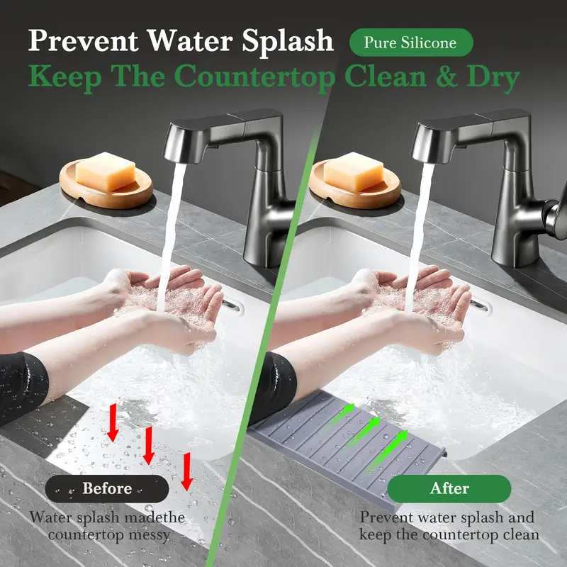 Silicone Sink Edge Protector Splash Guard – 6 X 20 Inches, Kitchen & Bathtub Sink Guard, White – Keeps Counters Dry & Safe