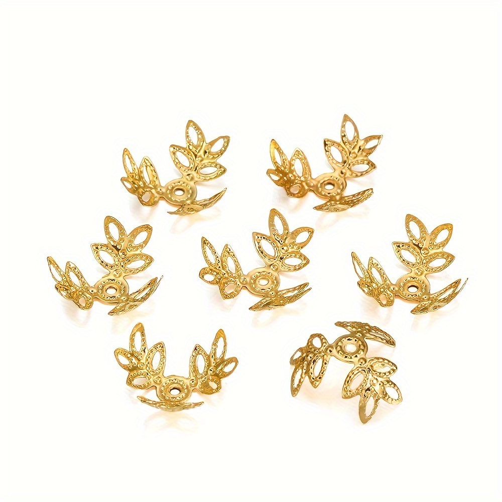 TEMU 80pcs/Lot 16X16Mm KC Golden -Feuilles Spacer Beads Capuchon d'extrémité pour la fabrication de bijoux Bracelet Fournitures de